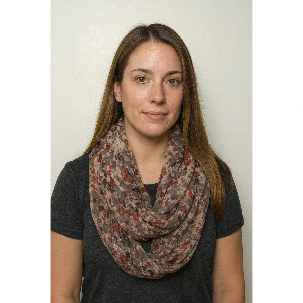 Floral Print Infinity Scarf Sheer Lightweight Blush Red Blue‎ Gray Women